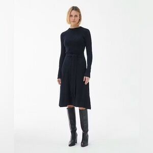 Barbour Amal Midi Knit Black Long Sleeve Ribbed Dress Size 10